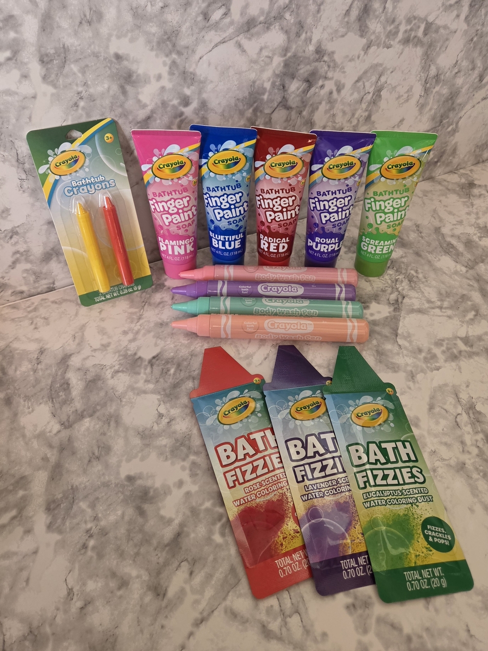 Crayola Kids Bath Finger Paint & Bath Wash & Fizzies Set - Multi Color 13 Pieces